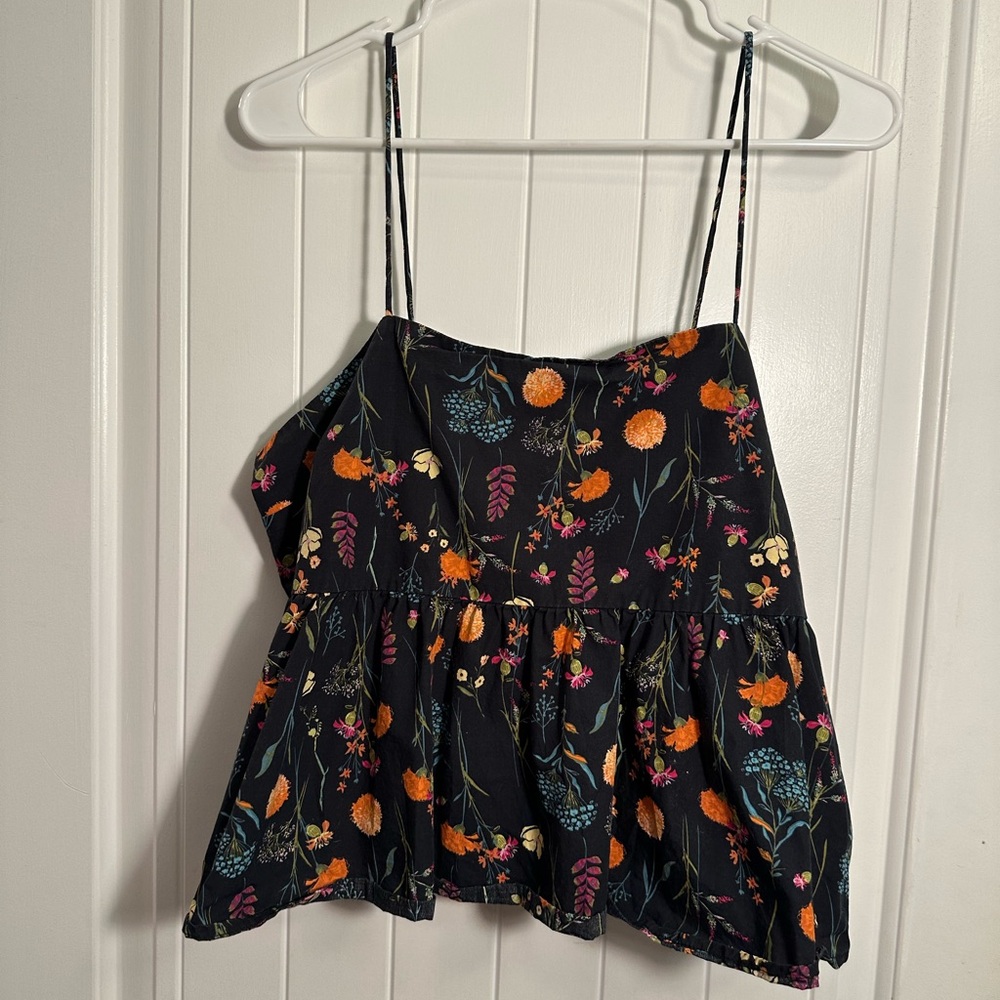 A New Day Black and Orange Peplum Bustier Camisole